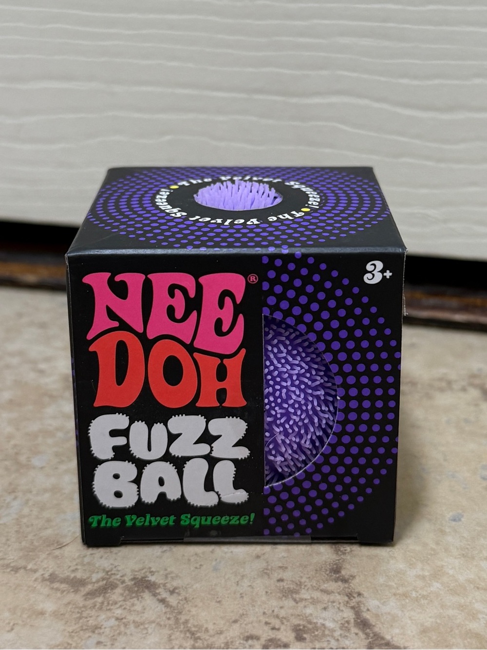Needoh Purple Fuzz Ball - Velvet Squeeze Stress Toy, Authentic, NEW